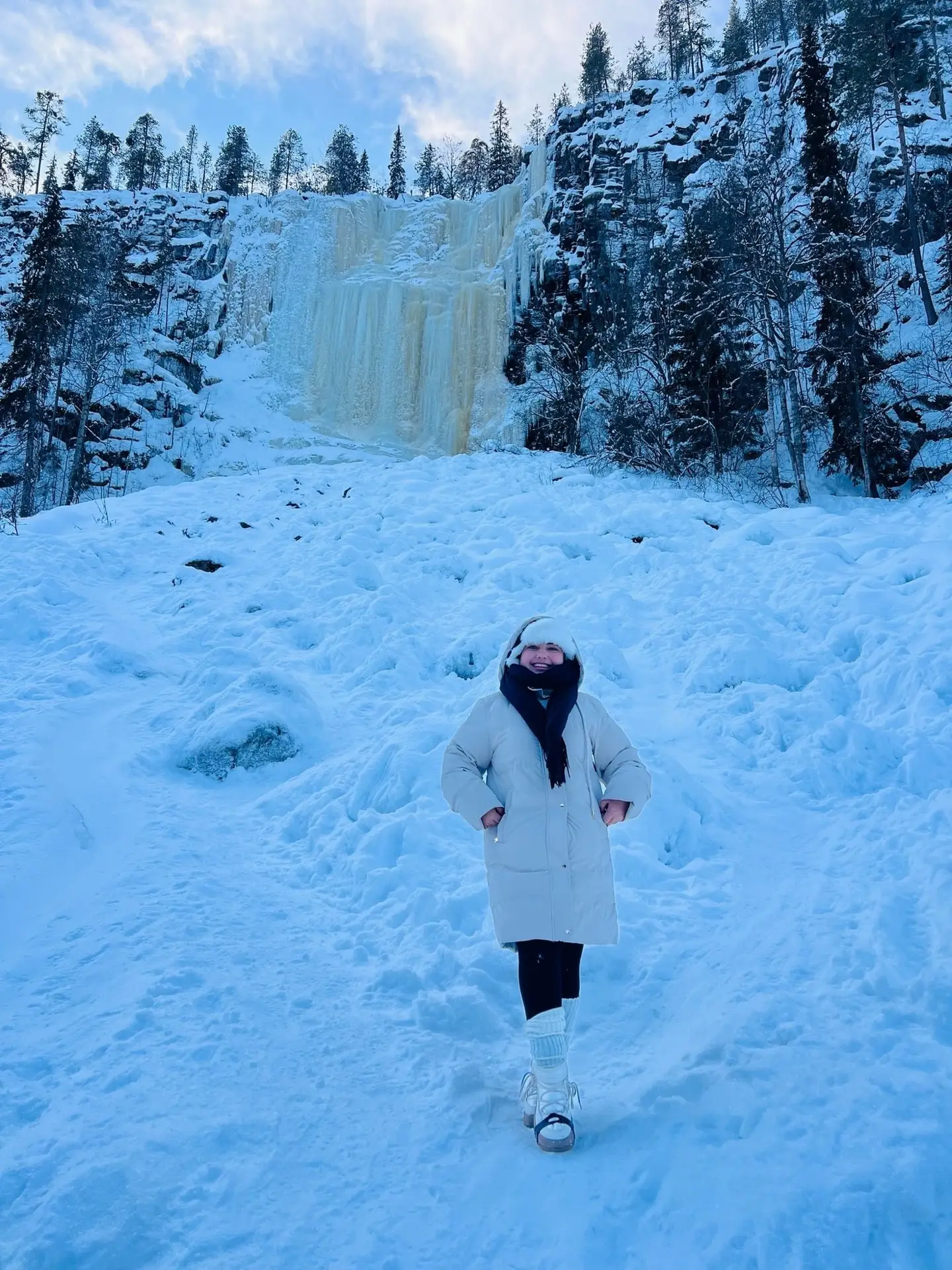 Frozen waterfalls at Korouoma Canyon